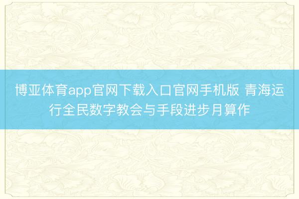 博亚体育app官网下载入口官网手机版 青海运行全民数字教会与手段进步月算作